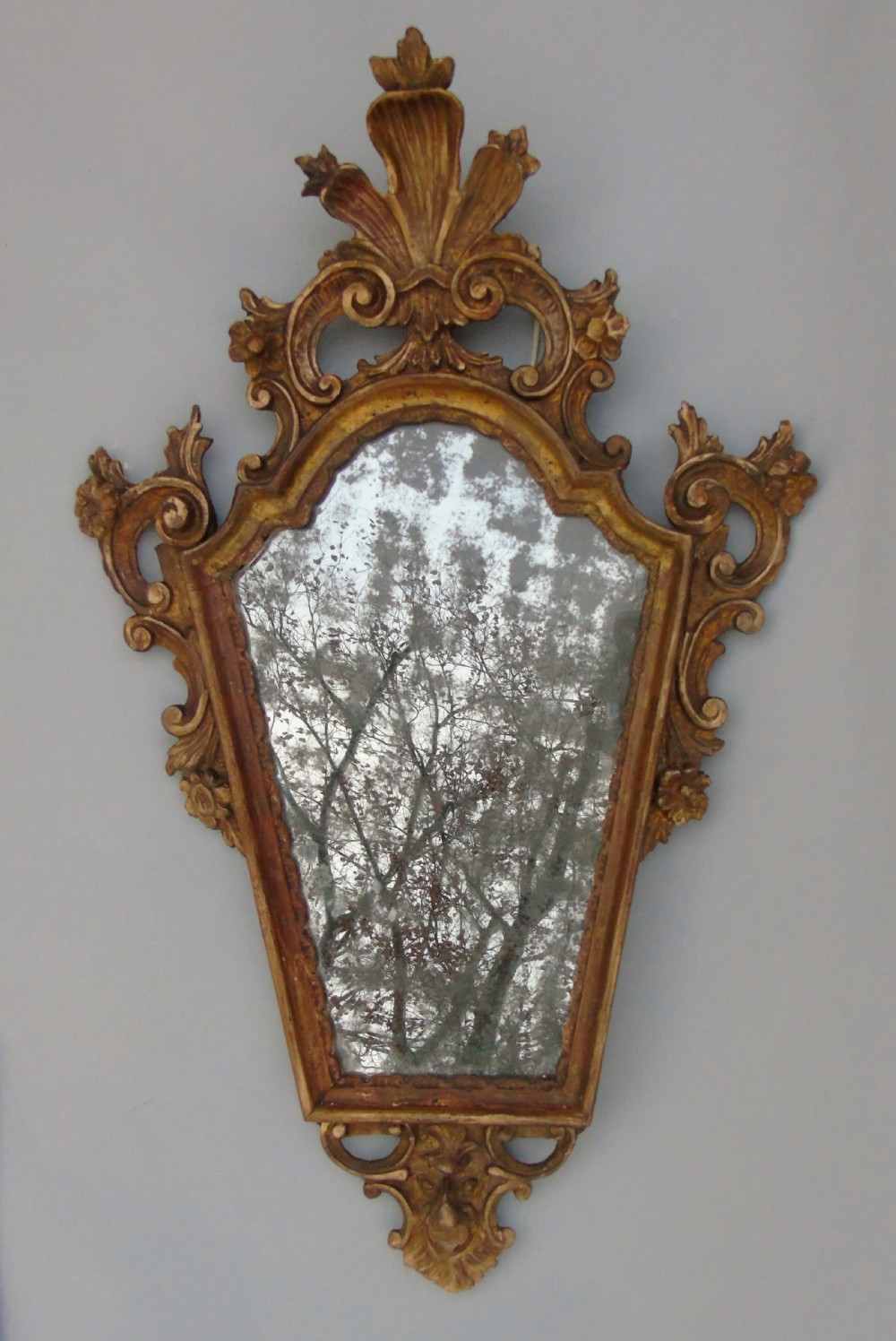 Rare Pair 18th Century Italian Gilt Wood Mirrors View II