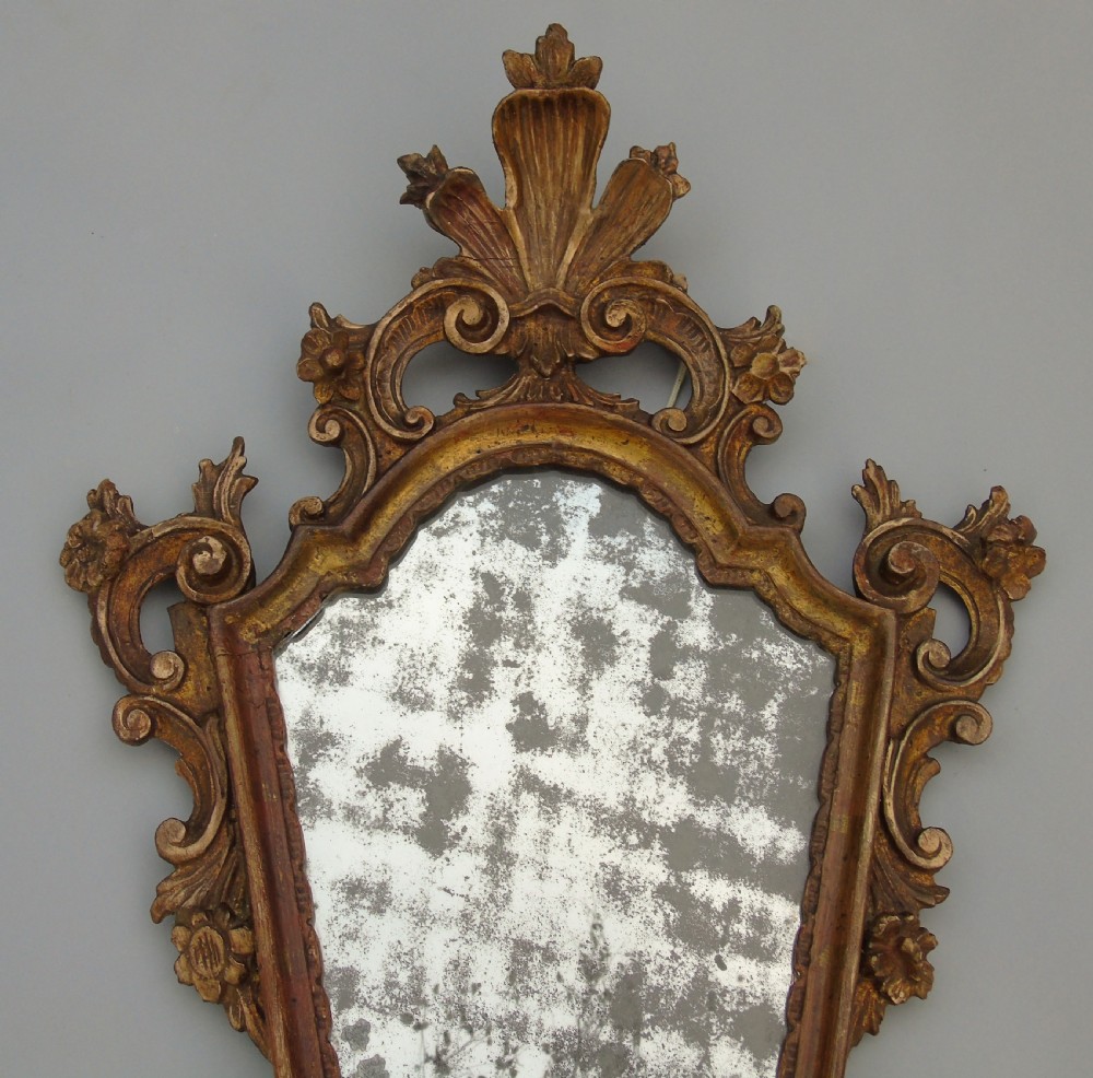 Rare Pair 18th Century Italian Gilt Wood Mirrors View IV