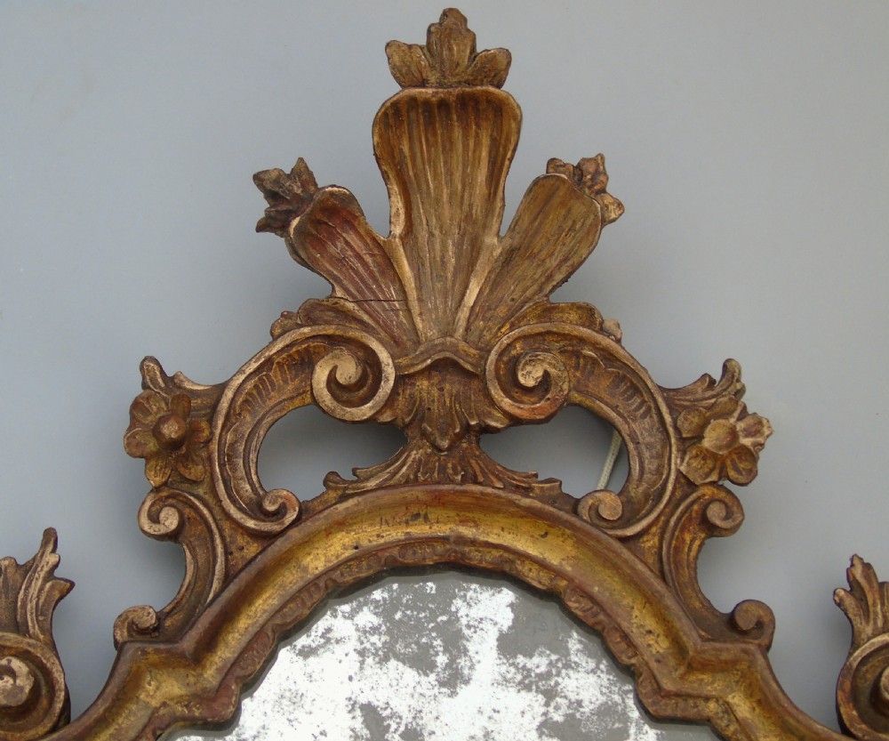 Rare Pair 18th Century Italian Gilt Wood Mirrors View V