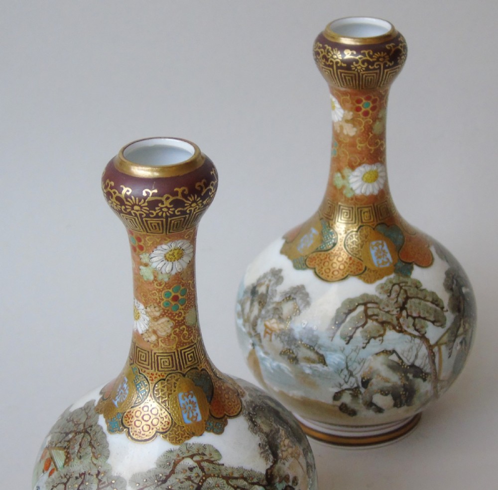 Fine Pair of Japanese Meiji Satsuma Vases View III