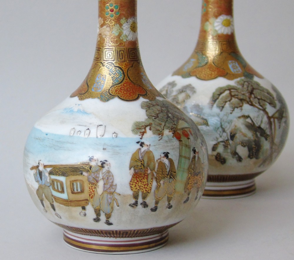Fine Pair of Japanese Meiji Satsuma Vases View IV
