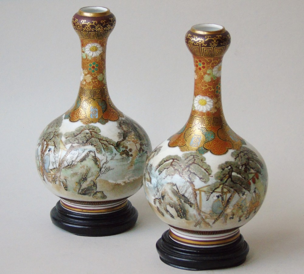 Fine Pair of Japanese Meiji Satsuma Vases View VII