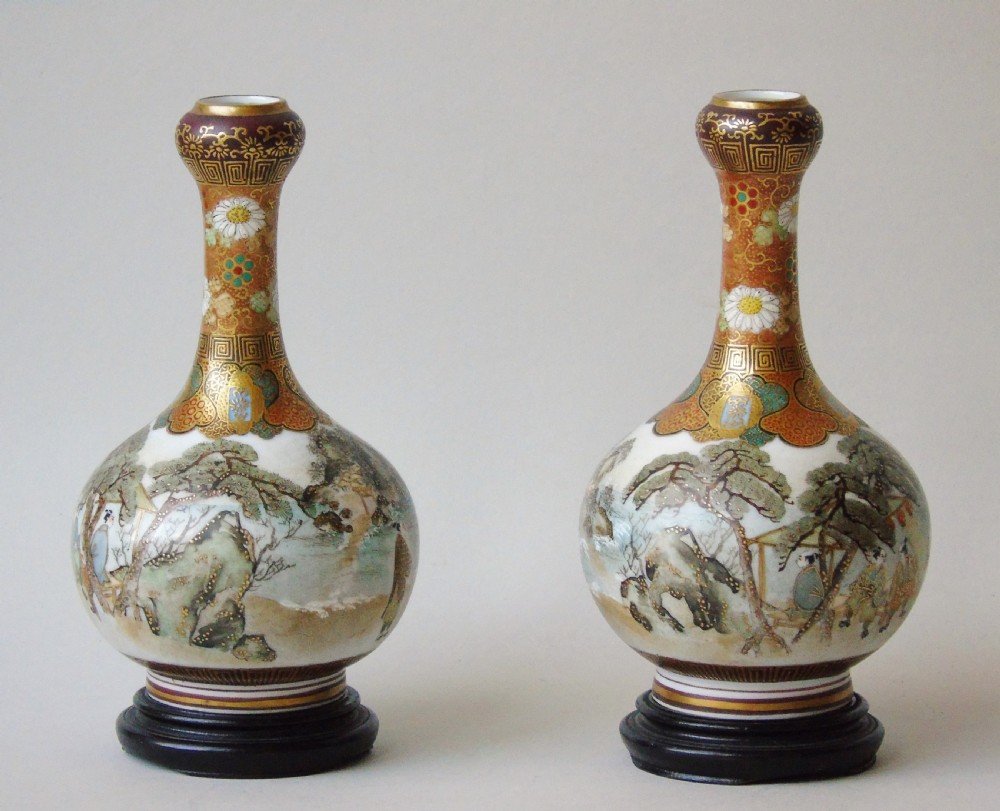Fine Pair of Japanese Meiji Satsuma Vases View VIII