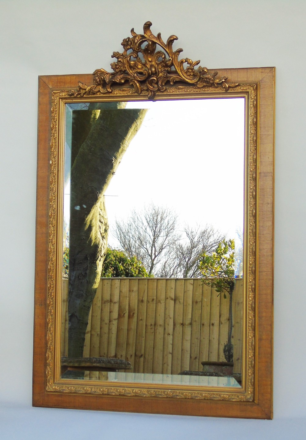 Handsome French Gilt Mirror Walnut Frame
