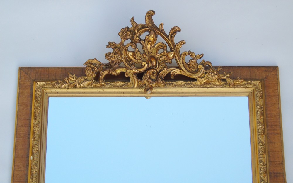 Handsome French Gilt Mirror Walnut Frame View IV