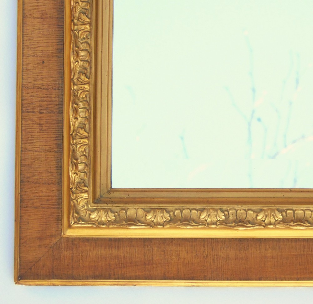 Handsome French Gilt Mirror Walnut Frame View V