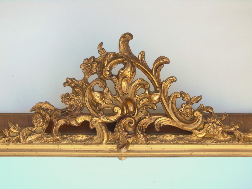 Handsome French Gilt Mirror Walnut Frame View VI