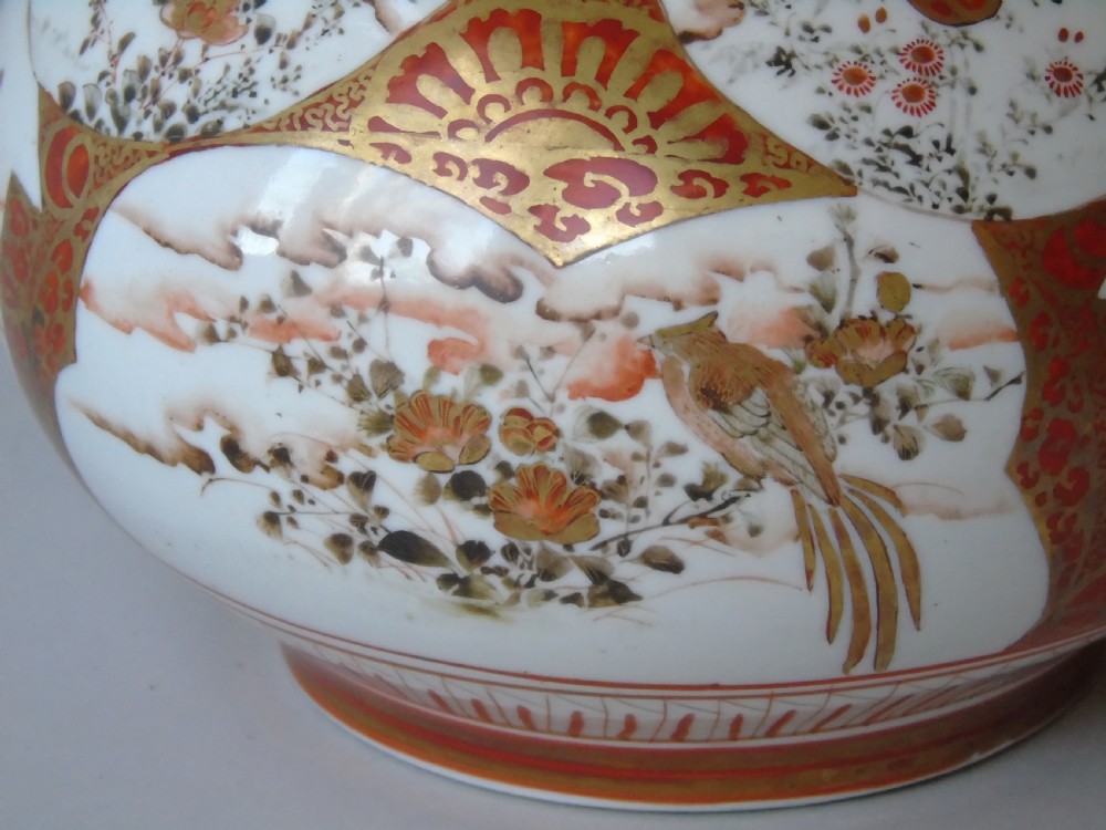 Beautiful Large Pair Japanese Meiji Kutani Vases View IX