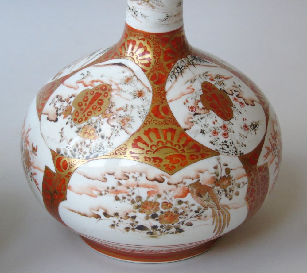 Beautiful Large Pair Japanese Meiji Kutani Vases View XI