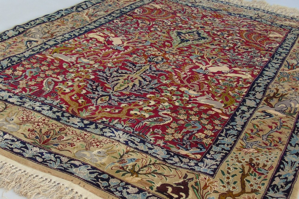 Fine Antique Isfahan Part Silk Tree of Life Design Rug View III