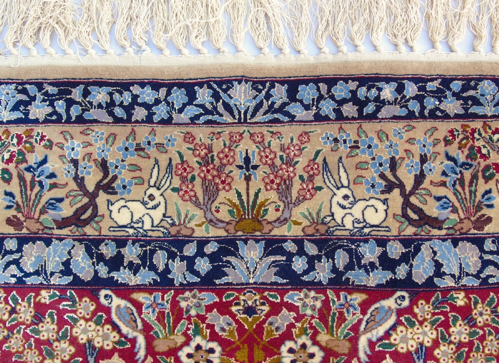 Fine Antique Isfahan Part Silk Tree of Life Design Rug View VI