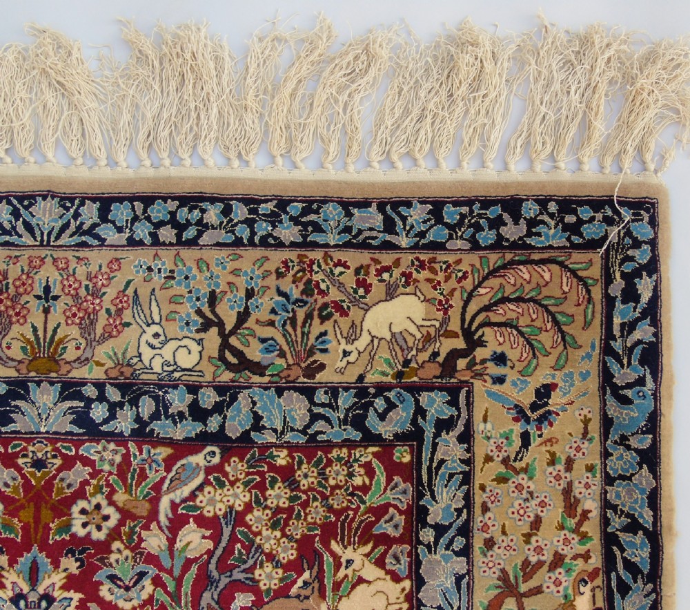 Fine Antique Isfahan Part Silk Tree of Life Design Rug View VII