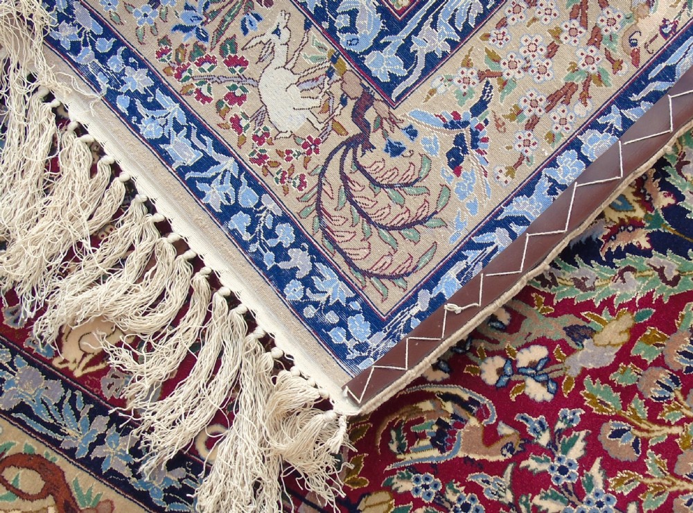 Fine Antique Isfahan Part Silk Tree of Life Design Rug View VIII