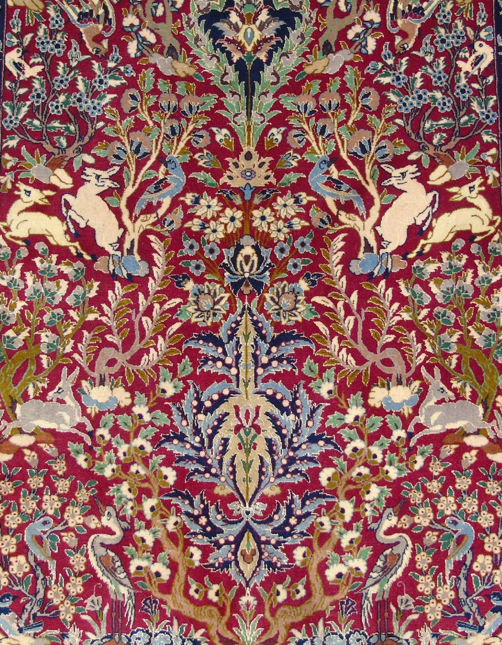 Fine Antique Isfahan Part Silk Tree of Life Design Rug View IX
