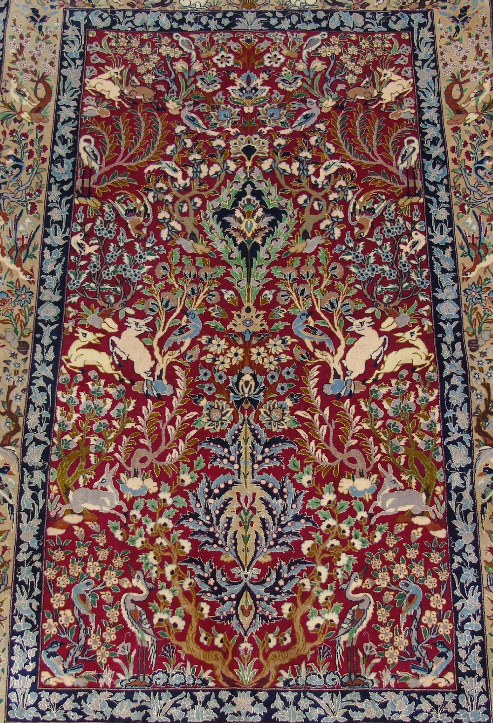 Fine Antique Isfahan Part Silk Tree of Life Design Rug View X