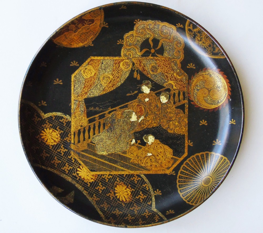 Pair Japanese Meiji Lacquer Dishes View III