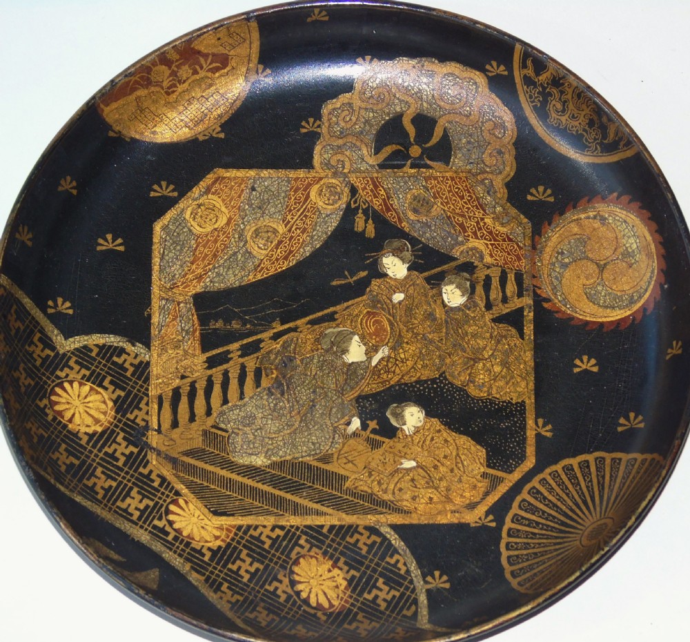 Pair Japanese Meiji Lacquer Dishes View VI