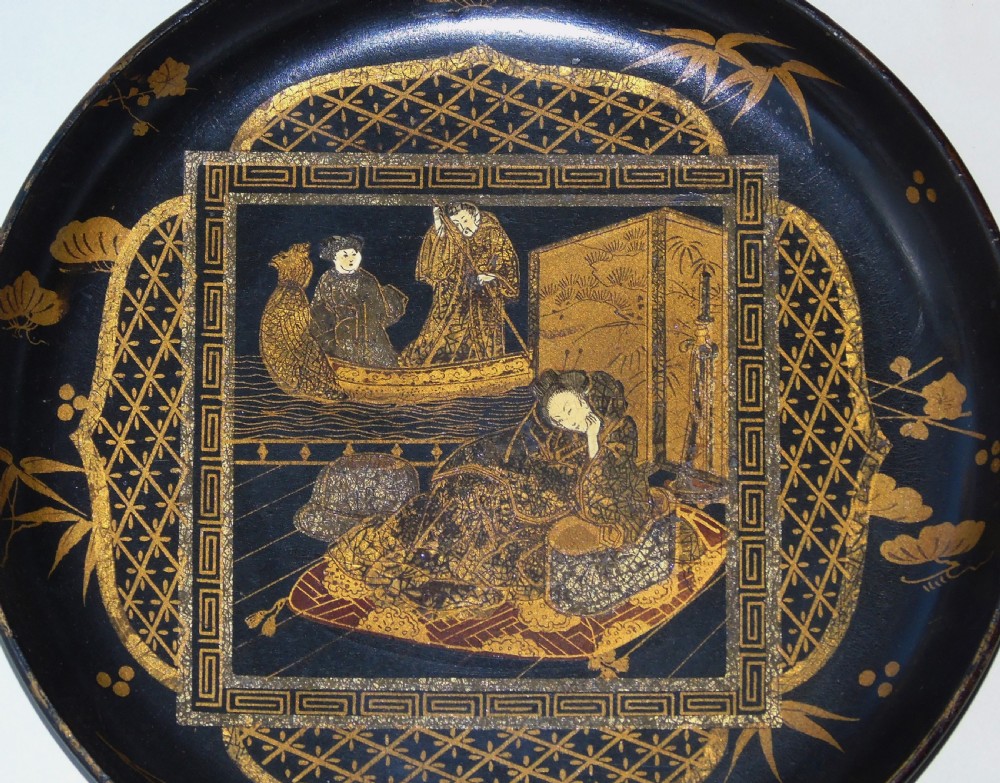 Pair Japanese Meiji Lacquer Dishes View VII