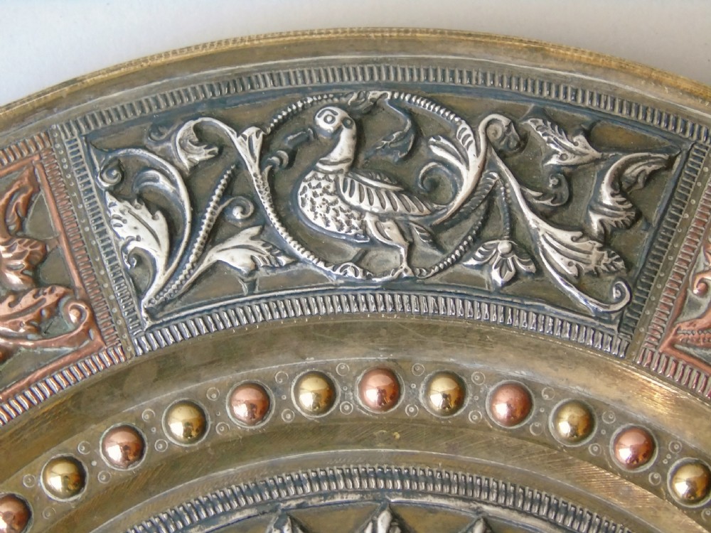 Antique Indian Charger with Silver Copper & Brass Shiva Deity View V
