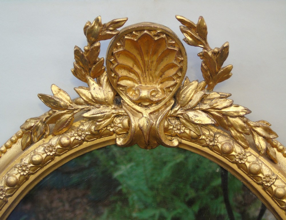 Superb Antique Gilded Oval Girandole Mirror View II