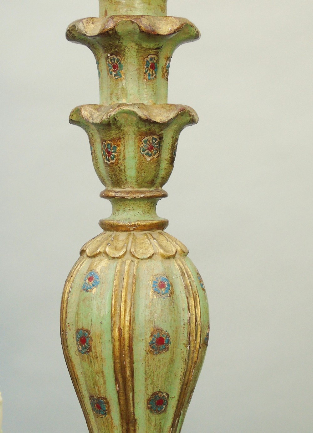 Elegant Venetian Carved and Hand Painted 5 Light Chandelier View II