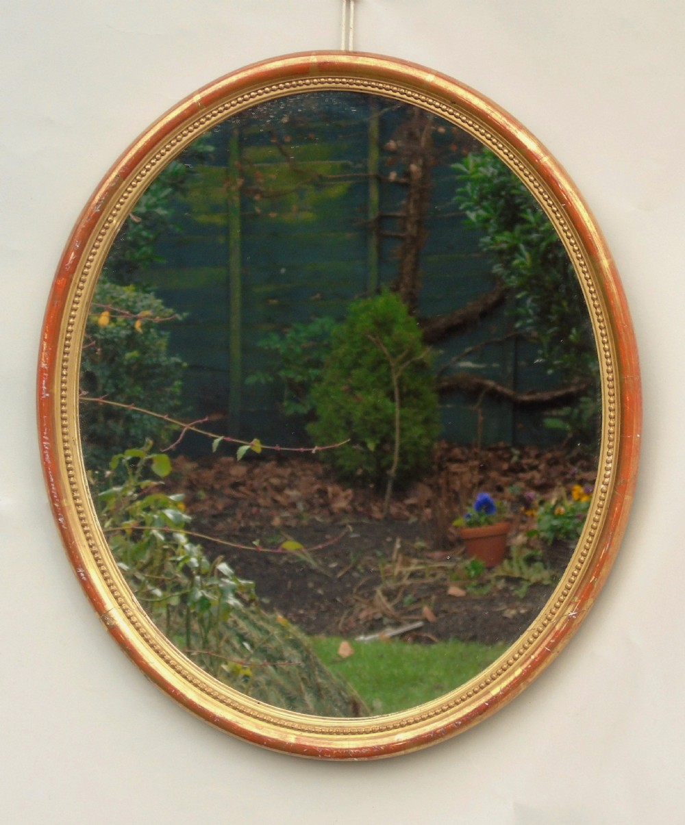 Neat French Oval Giltwood Mirror View II