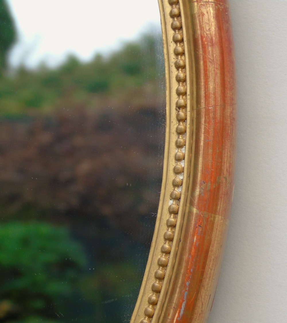 Neat French Oval Giltwood Mirror View IV