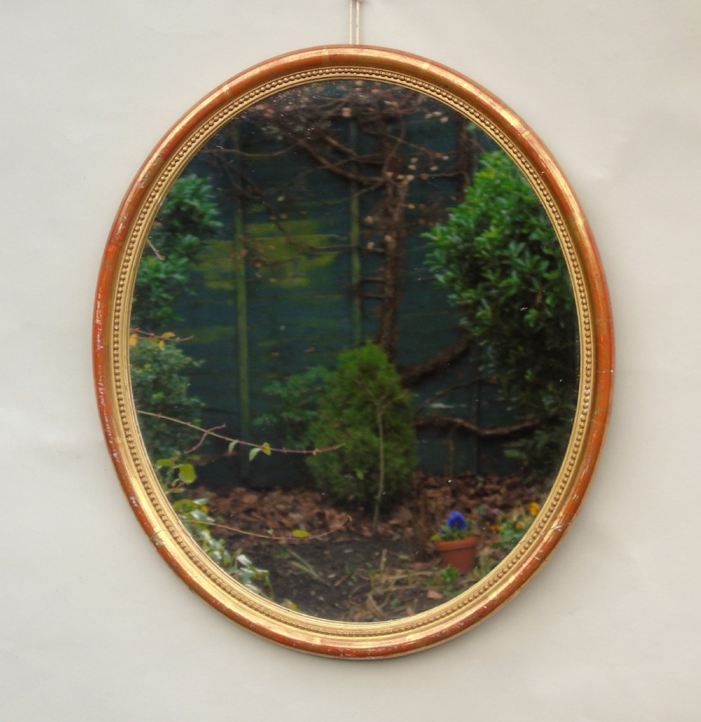 Neat French Oval Giltwood Mirror View V