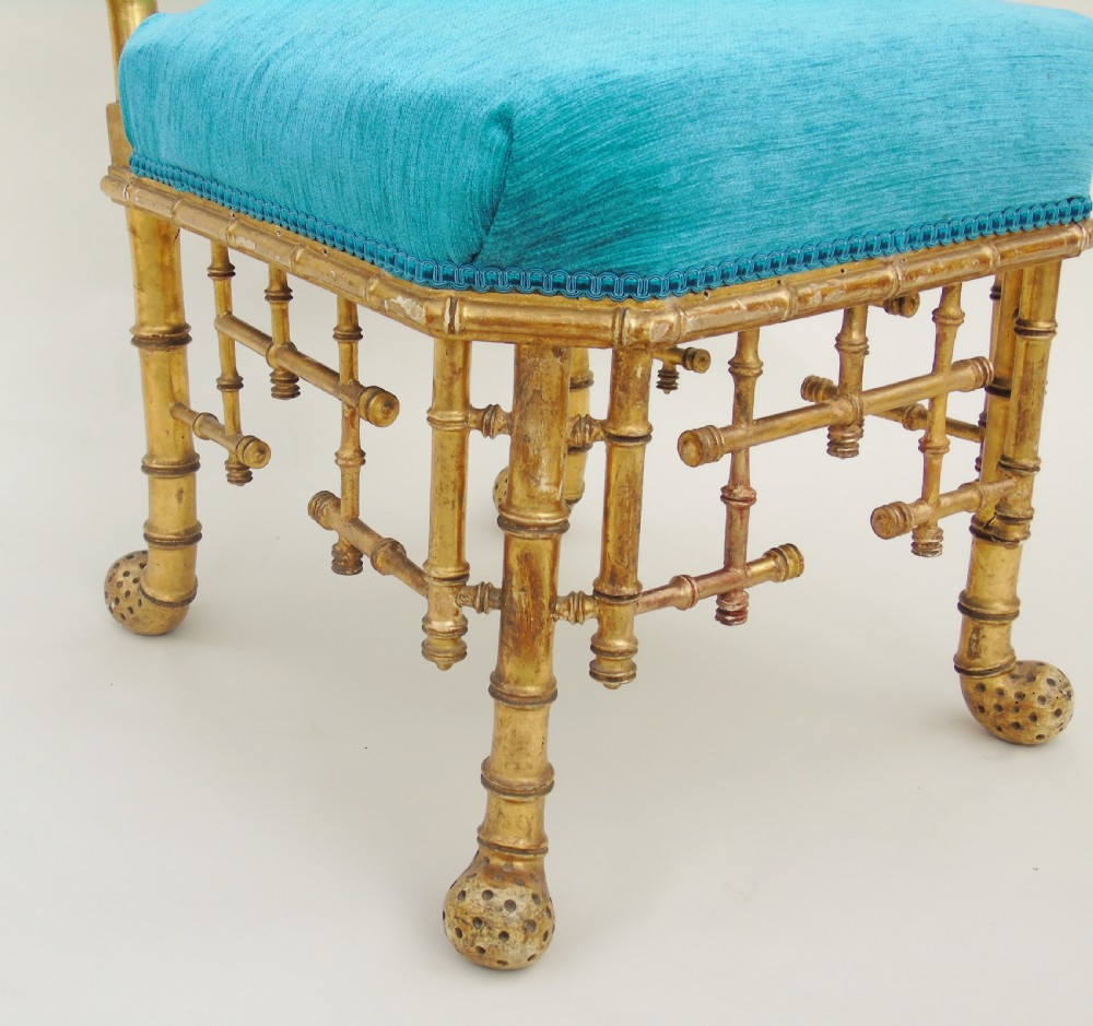 Unusual 19th Century Giltwood Bamboo Chair View IV
