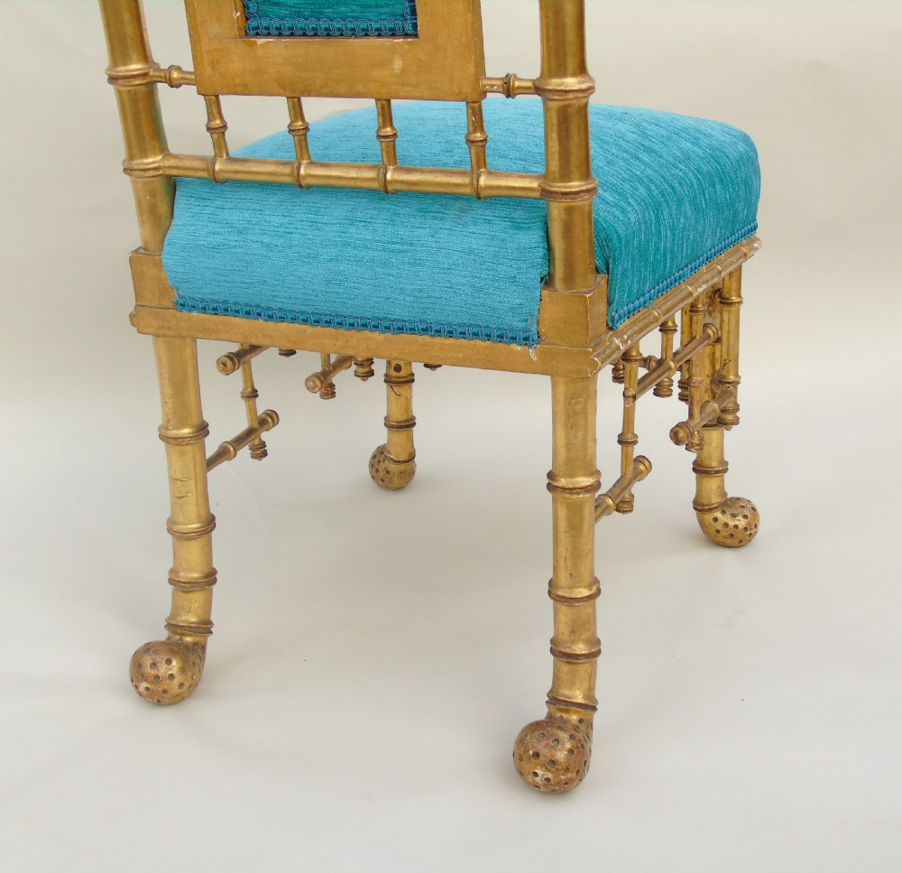 Unusual 19th Century Giltwood Bamboo Chair View IX