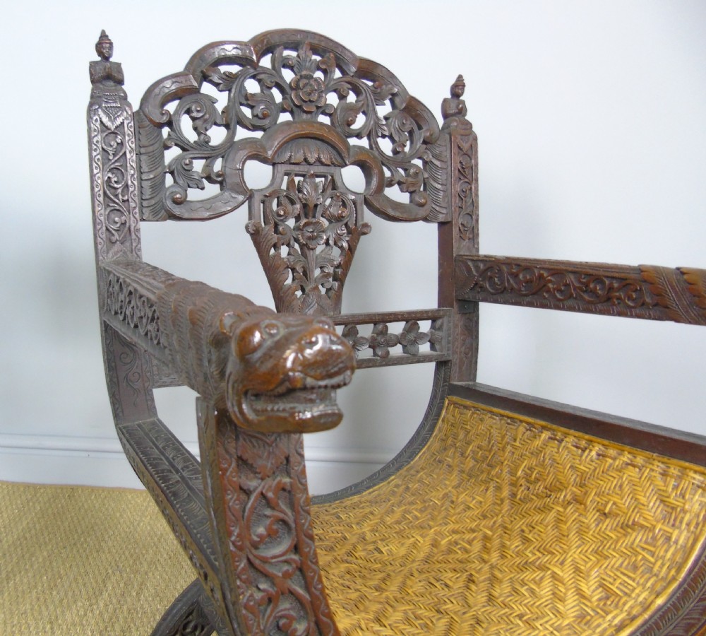 Imposing Pair of Antique Eastern Hardwood Chairs View IV