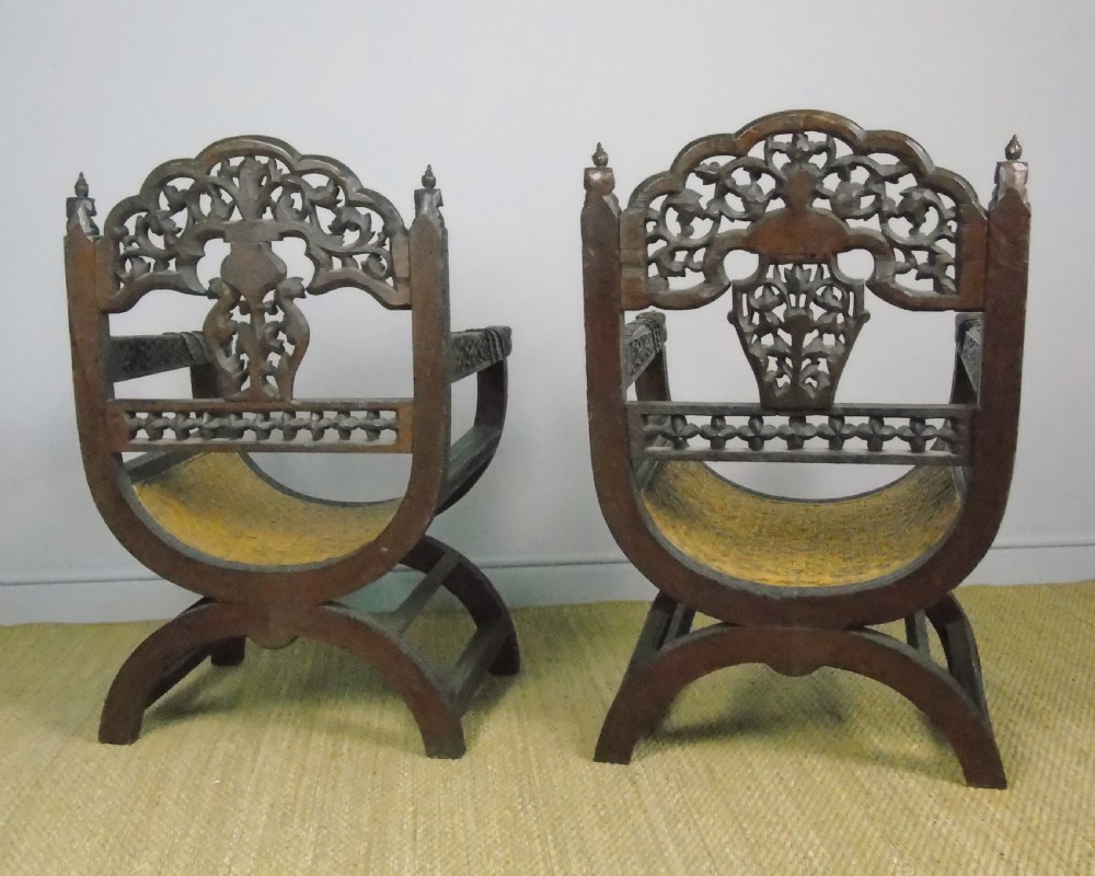 Imposing Pair of Antique Eastern Hardwood Chairs View XII