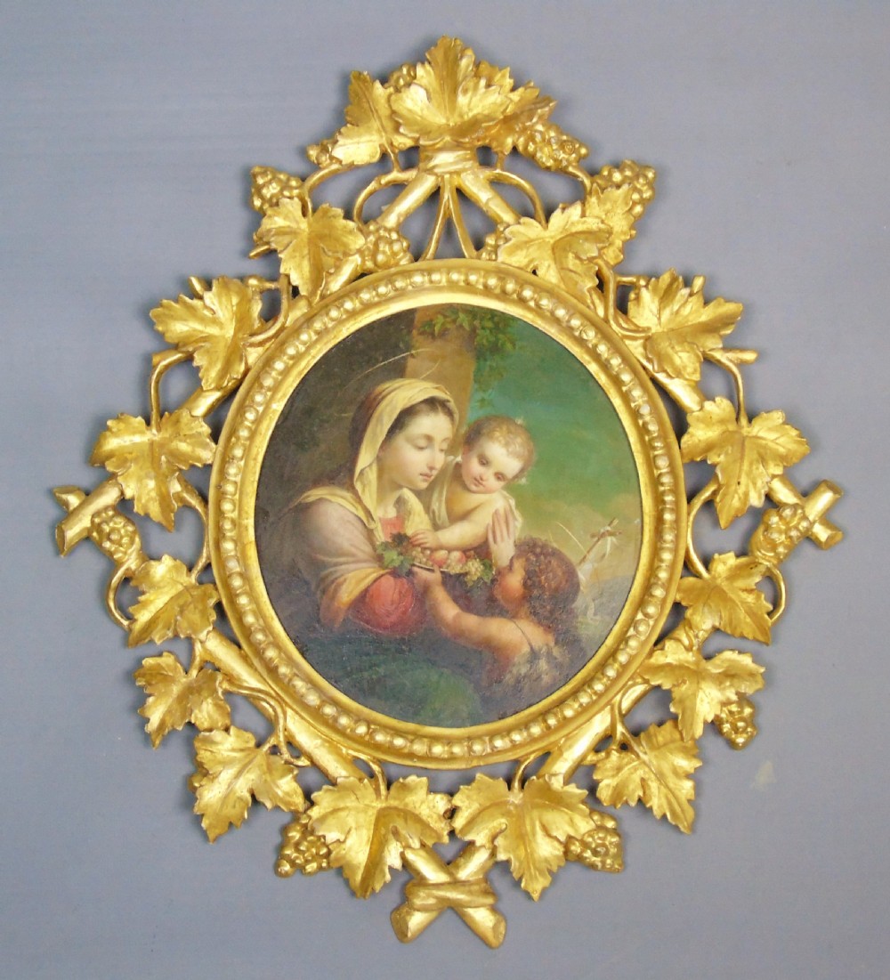 19th Century Oil Painting After Annibale Carracci Madonna & Child View II