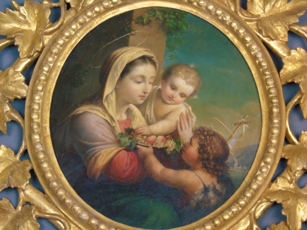 19th Century Oil Painting After Annibale Carracci Madonna & Child View IV