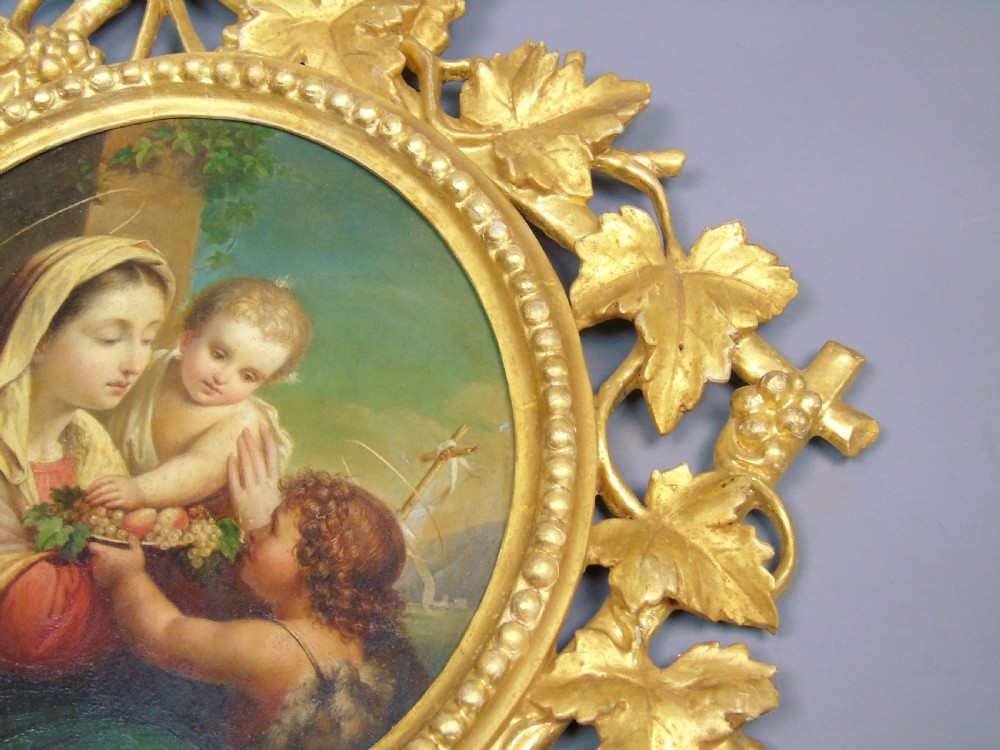 19th Century Oil Painting After Annibale Carracci Madonna & Child View VI