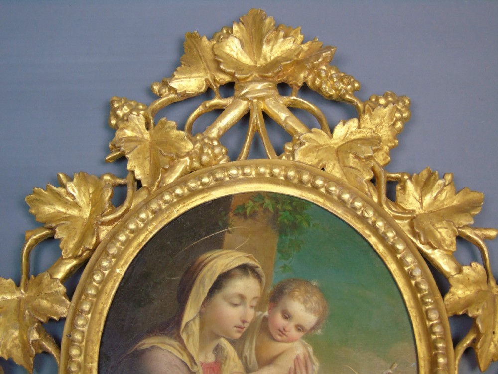 19th Century Oil Painting After Annibale Carracci Madonna & Child View VII