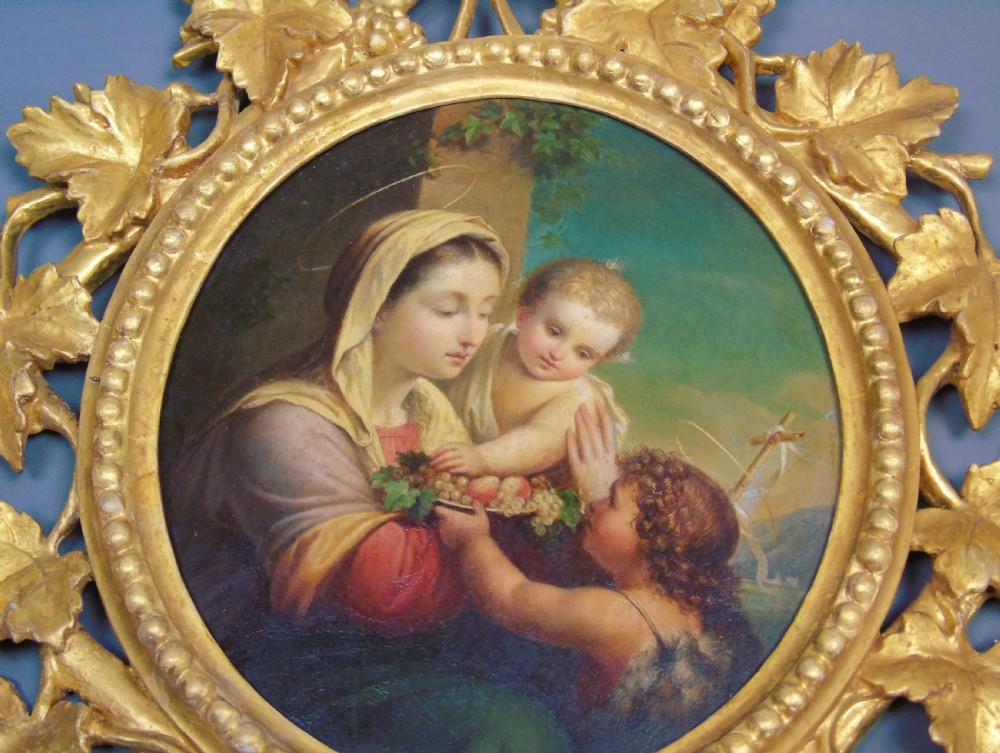 19th Century Oil Painting After Annibale Carracci Madonna & Child View VIII