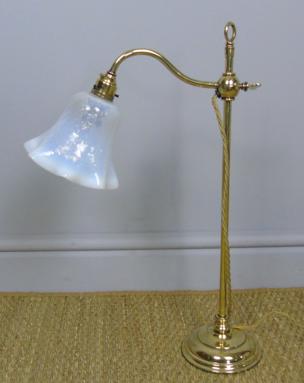 Antique Art Nouveau Brass Rise & Fall Lamp