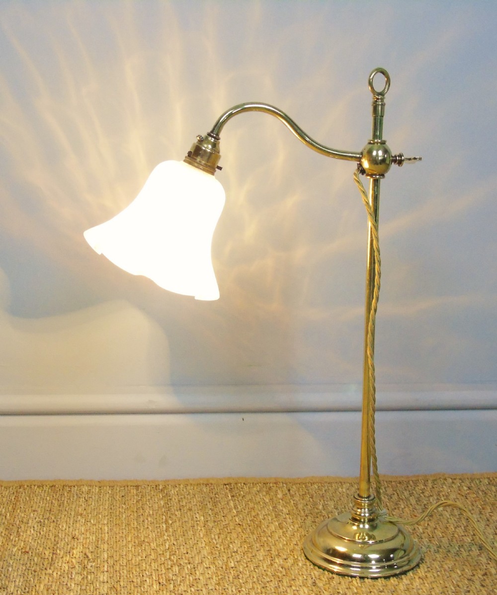 Antique Art Nouveau Brass Rise & Fall Lamp View IV