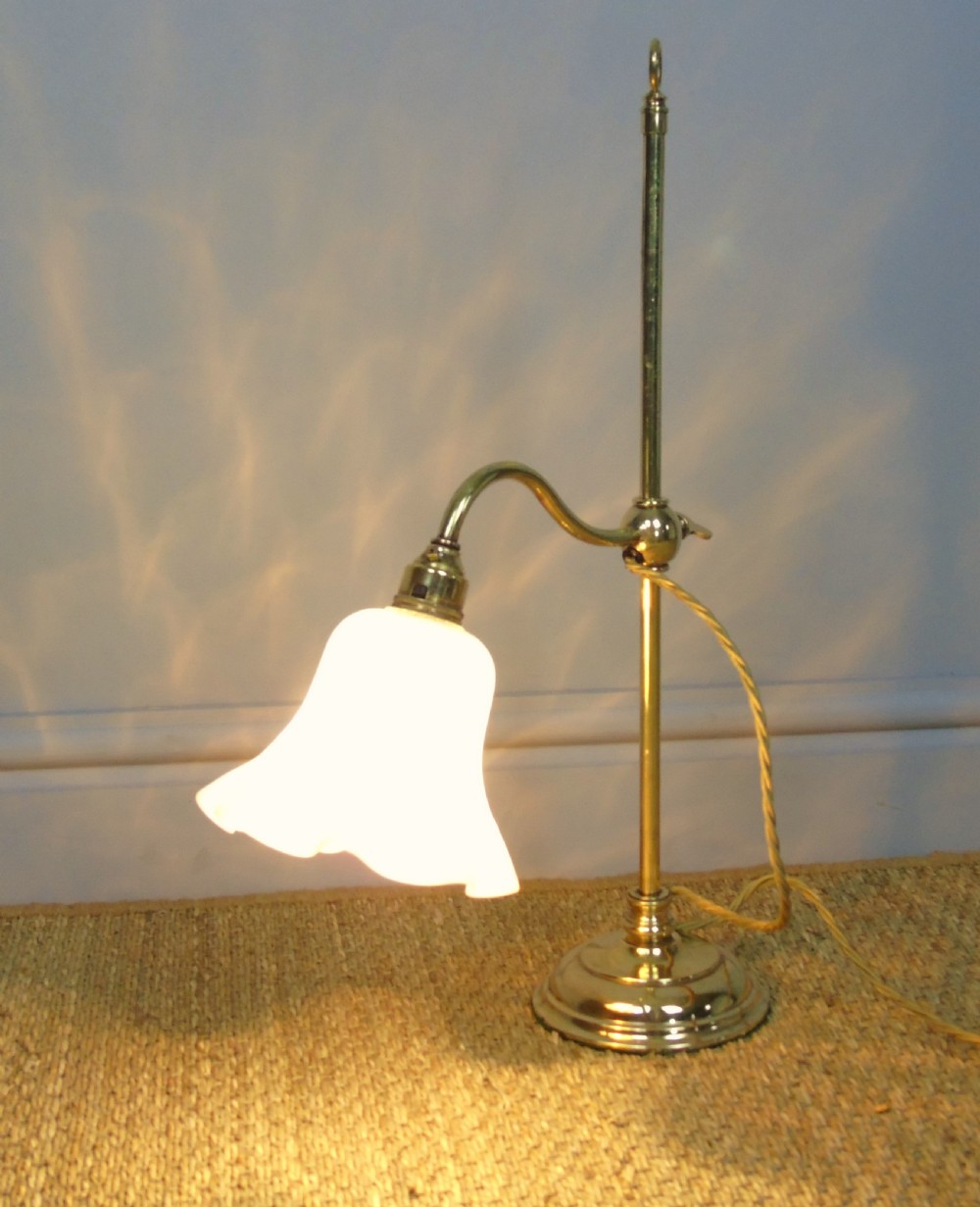 Antique Art Nouveau Brass Rise & Fall Lamp View V
