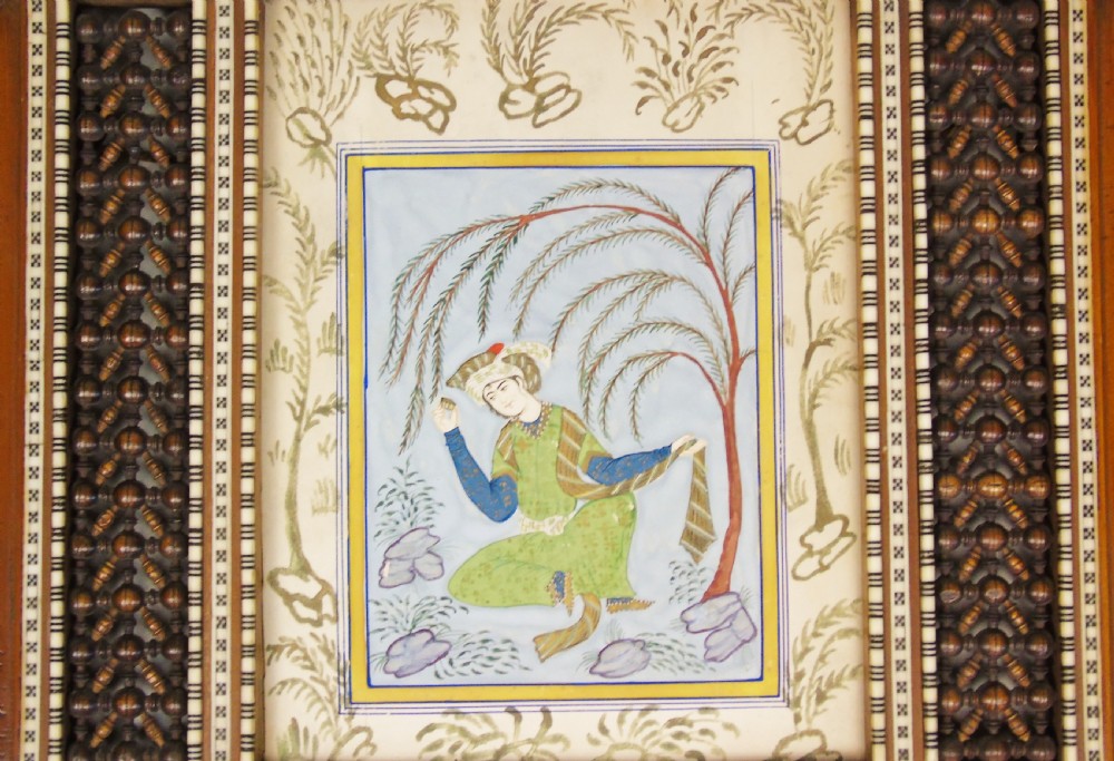 Antique Qajar Watercolour in Stunning Decorative Frame View V