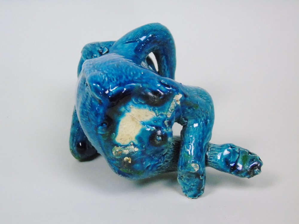 Chinese Turquoise Glazed Monkey and Infant 19th Century View VI