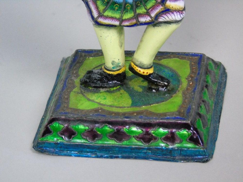Antique Indian Figure of Girl White Metal and Hardstone View VI