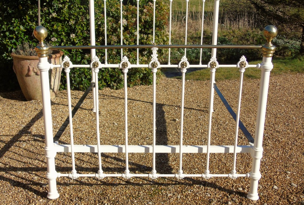 Good Victorian Cast Iron & Brass Double Bed View IV