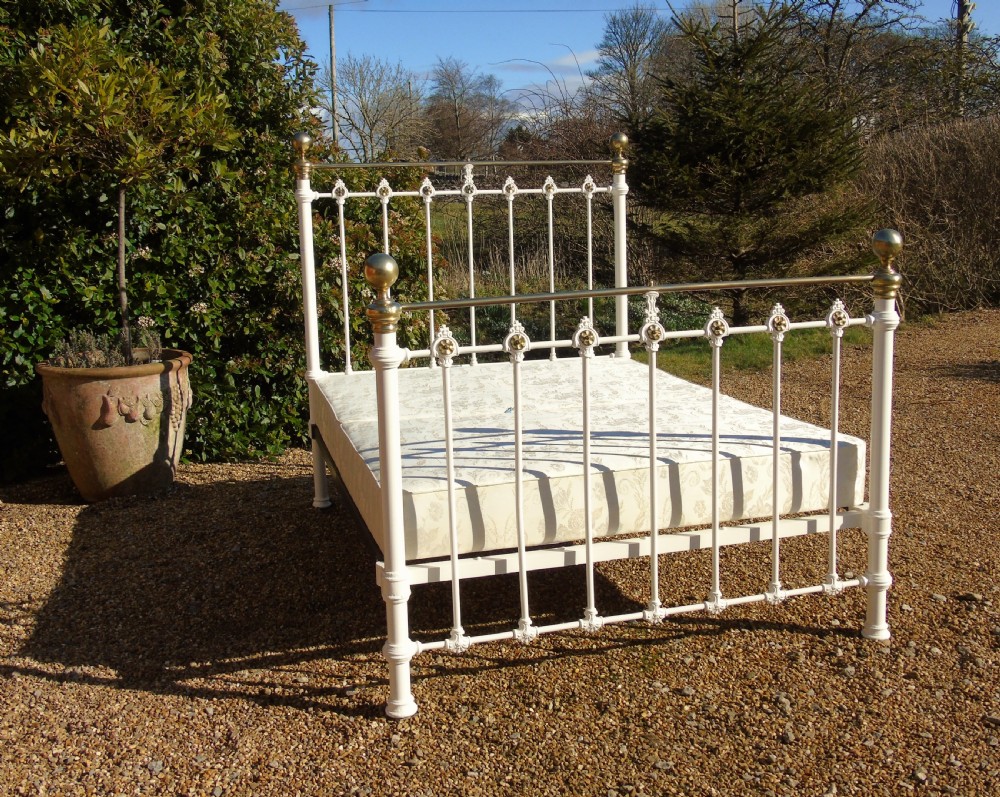 Good Victorian Cast Iron & Brass Double Bed View V