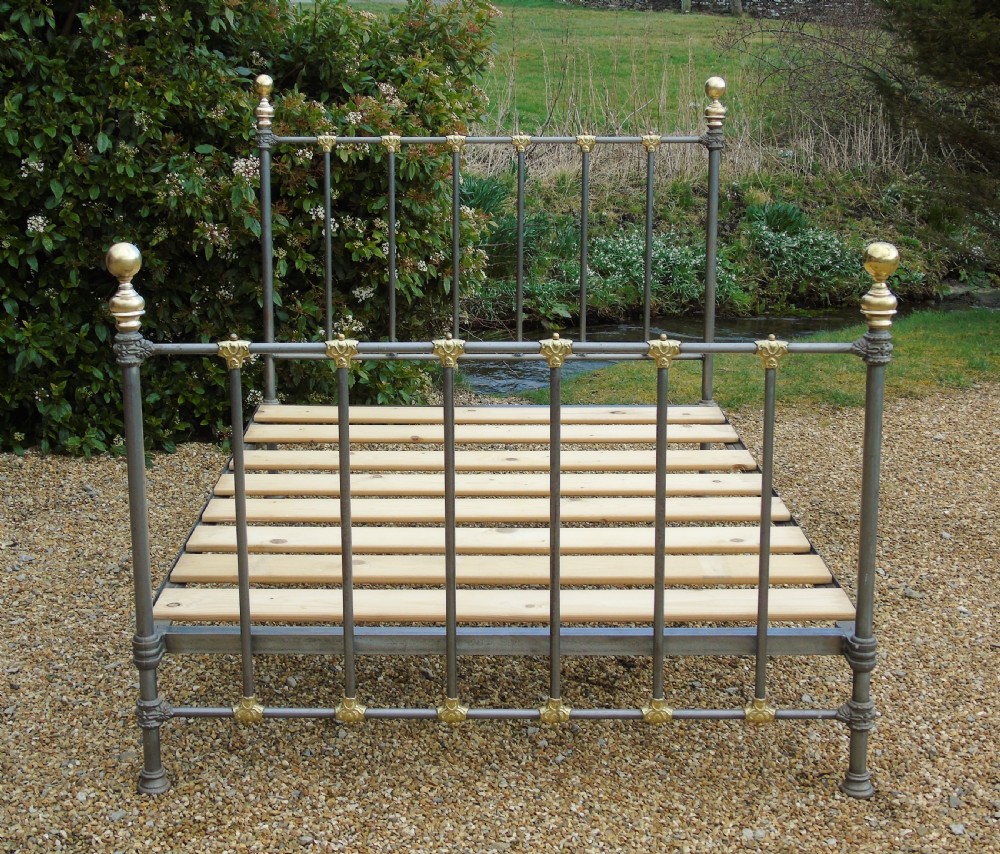 Victorian Cast Iron & Brass Double Bed View III
