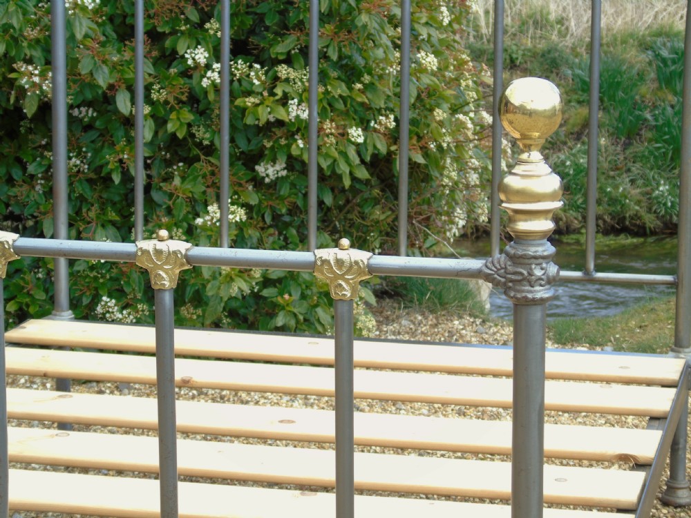 Victorian Cast Iron & Brass Double Bed View IV