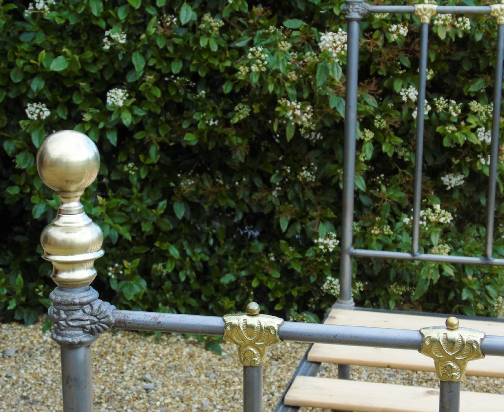 Victorian Cast Iron & Brass Double Bed View V