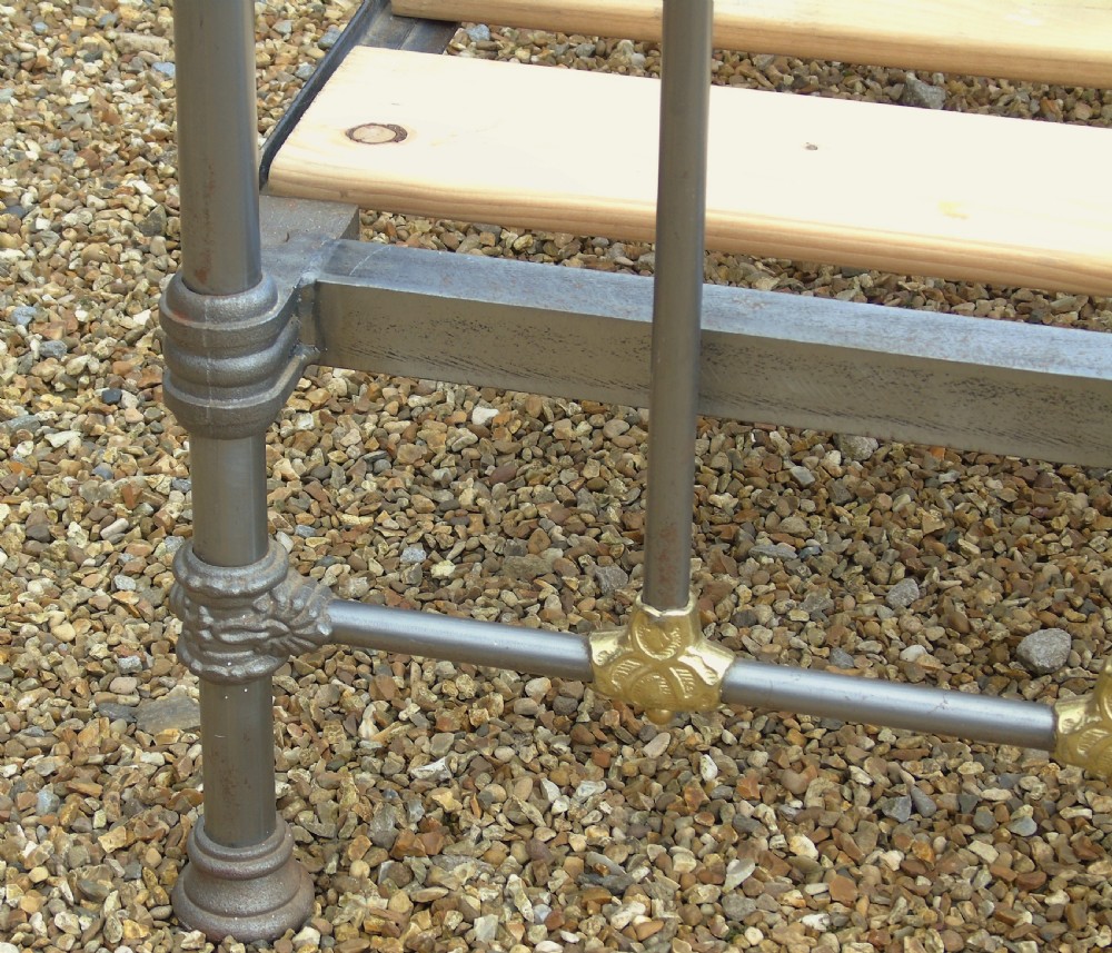 Victorian Cast Iron & Brass Double Bed View VI