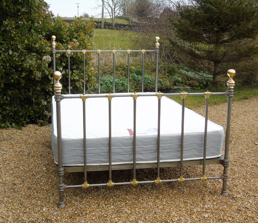 Victorian Cast Iron & Brass Double Bed View VII